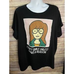 MTV Daria Graphic T-Shirt “I Don’t Smile Unless I Have a Reason” Black Size 6XL